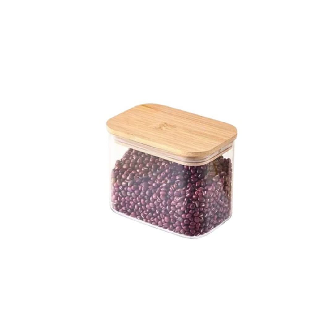 Bocal de conservation en verre avec couvercle en bambou 750ml-2100ml hermétique, organisation de la cuisine, bocal de rangement naturel pour aliments | Sansoti