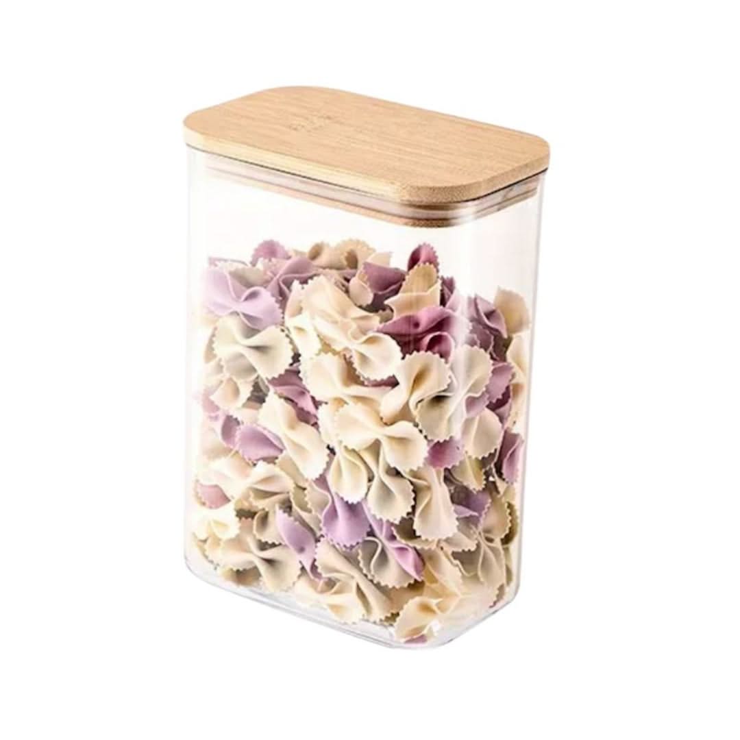 Bocal de conservation en verre avec couvercle en bambou 750ml-2100ml hermétique, organisation de la cuisine, bocal de rangement naturel pour aliments | Sansoti