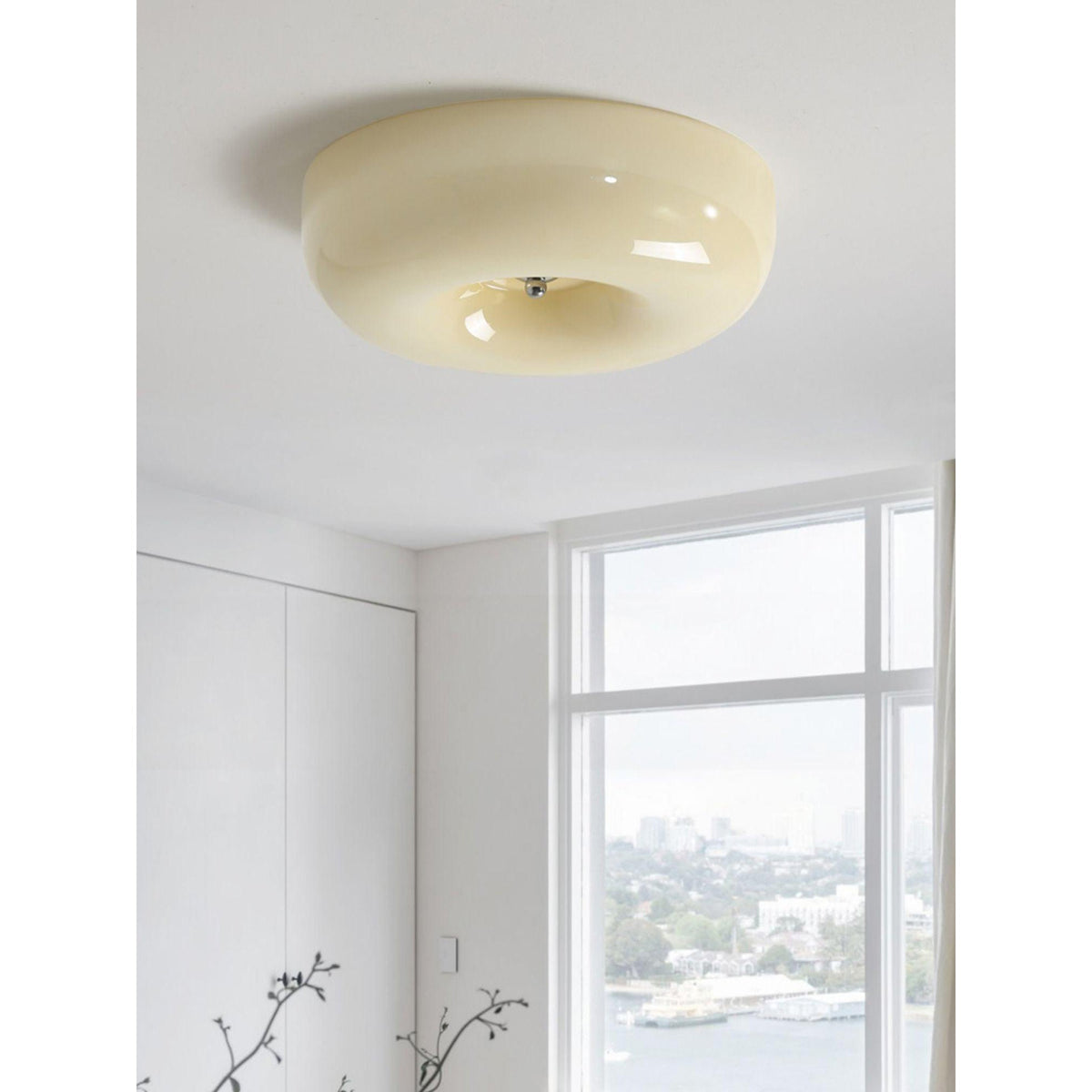 Plafonnier en verre avec éclairage LED intégré pour un intérieur moderne de salon, de chambre et d’entrée | Sansoti