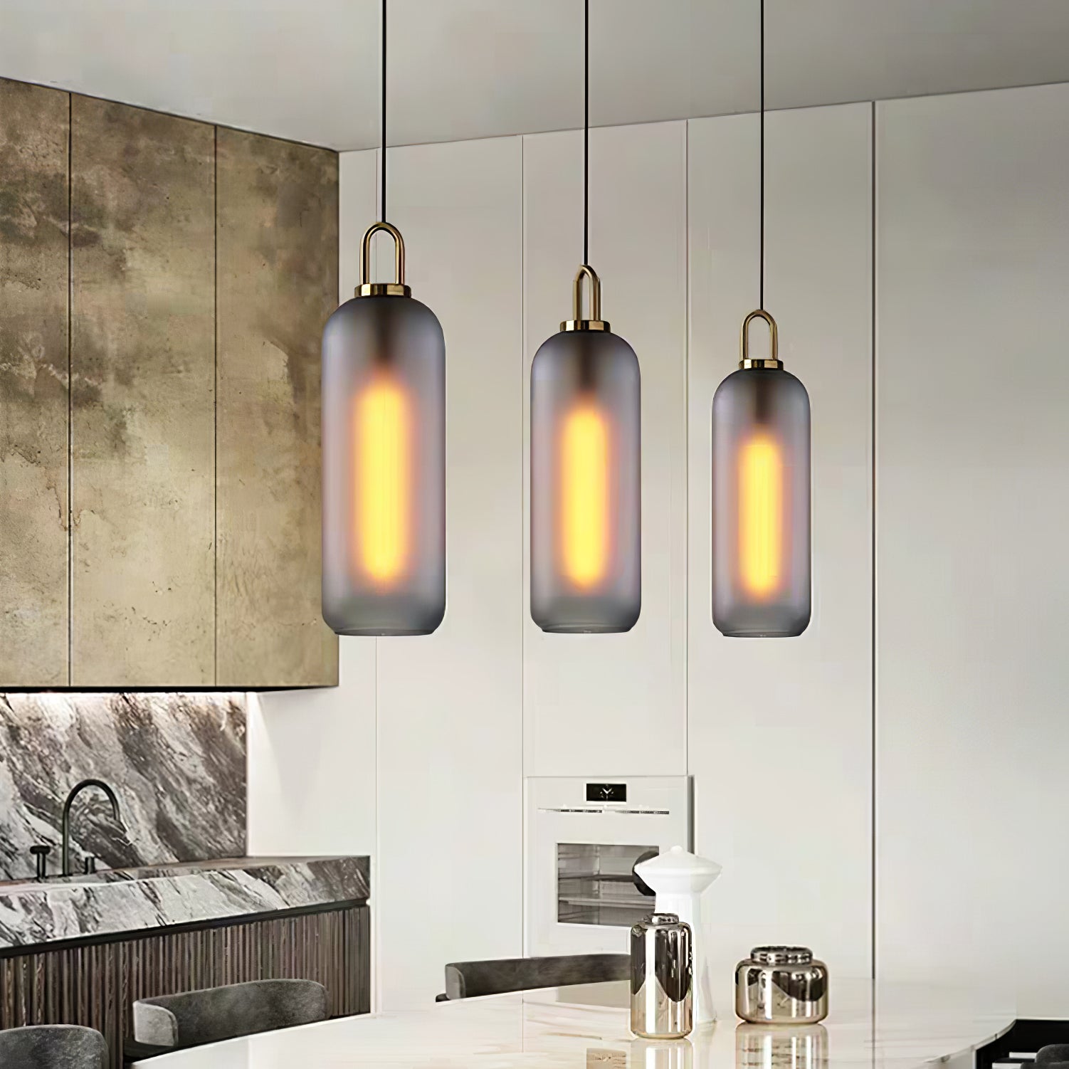 Glazen Hanglamp met Koperen Afwerking – Capsule & Sphere Vormen | Sansoti