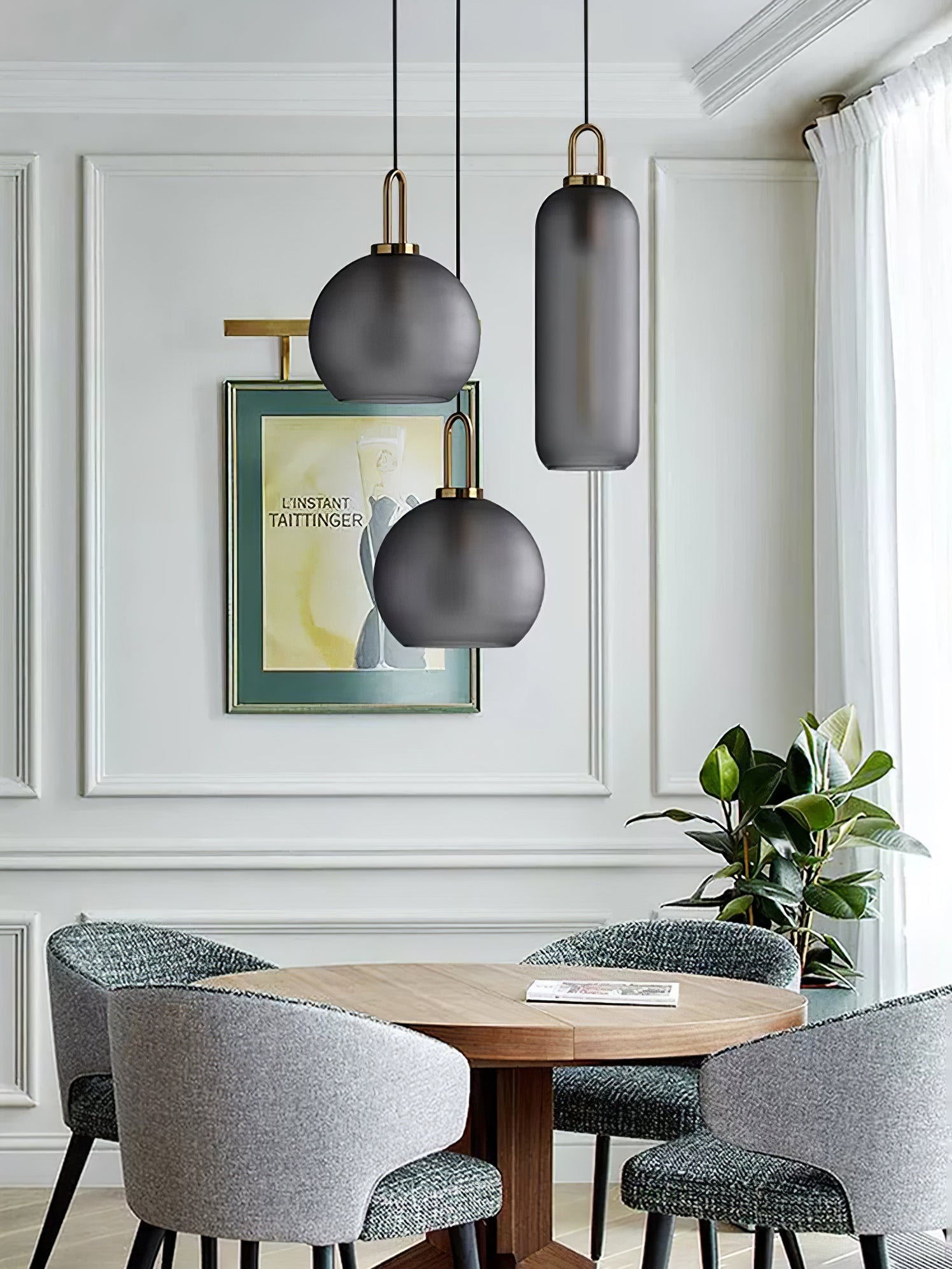 Glazen Hanglamp met Koperen Afwerking – Capsule & Sphere Vormen | Sansoti