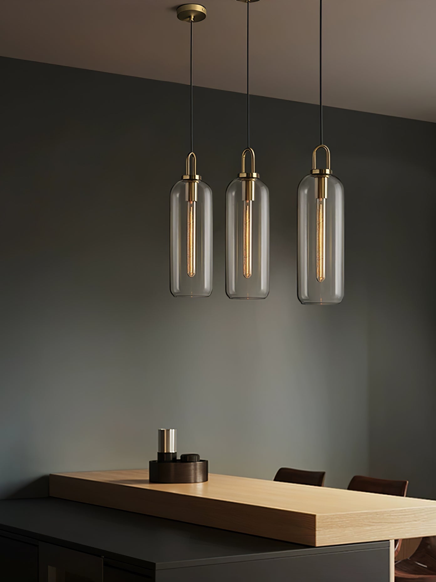 Glazen Hanglamp met Koperen Afwerking – Capsule & Sphere Vormen | Sansoti