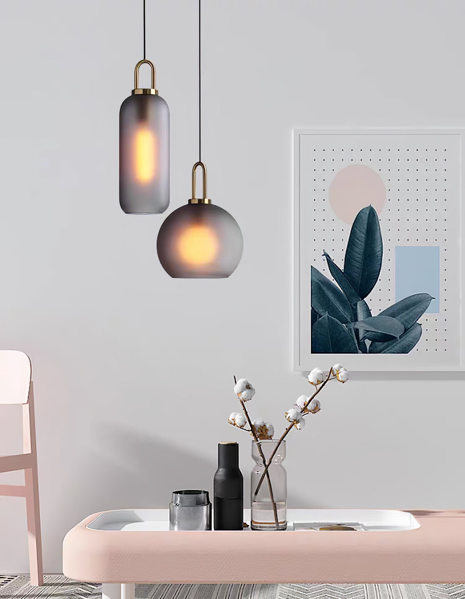 Glazen Hanglamp met Koperen Afwerking – Capsule & Sphere Vormen | Sansoti