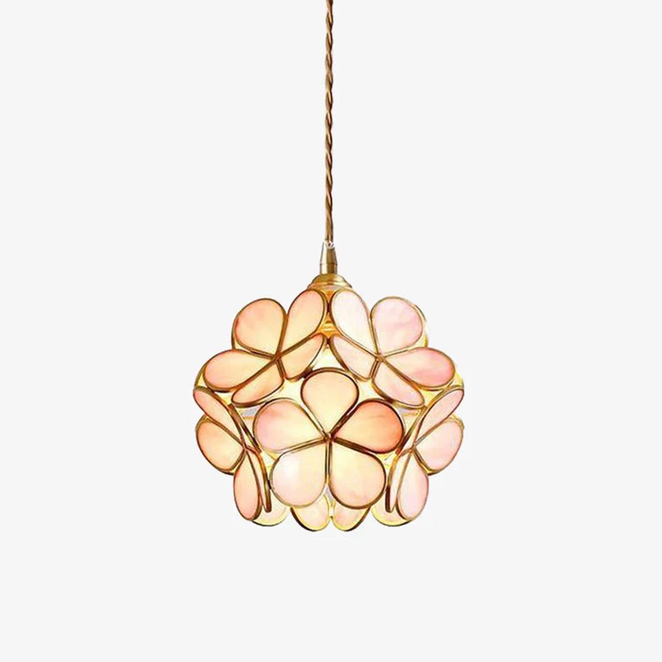 Glazen Bloembladlamp Hanglamp Messing Fitting Handgeblazen Glas Ø20cm Vijf Kleuren E26/E27 Pendelverlichting | Sansoti