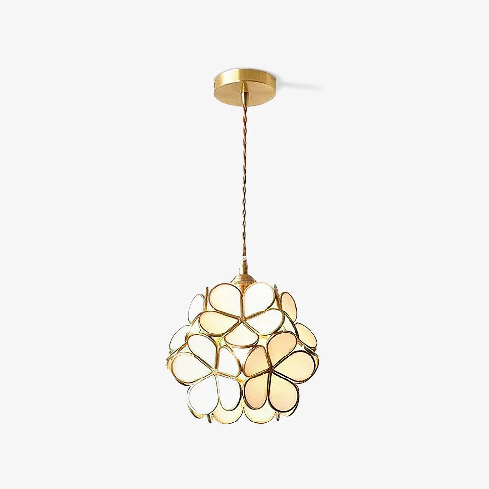 Glazen Bloembladlamp Hanglamp Messing Fitting Handgeblazen Glas Ø20cm Vijf Kleuren E26/E27 Pendelverlichting | Sansoti