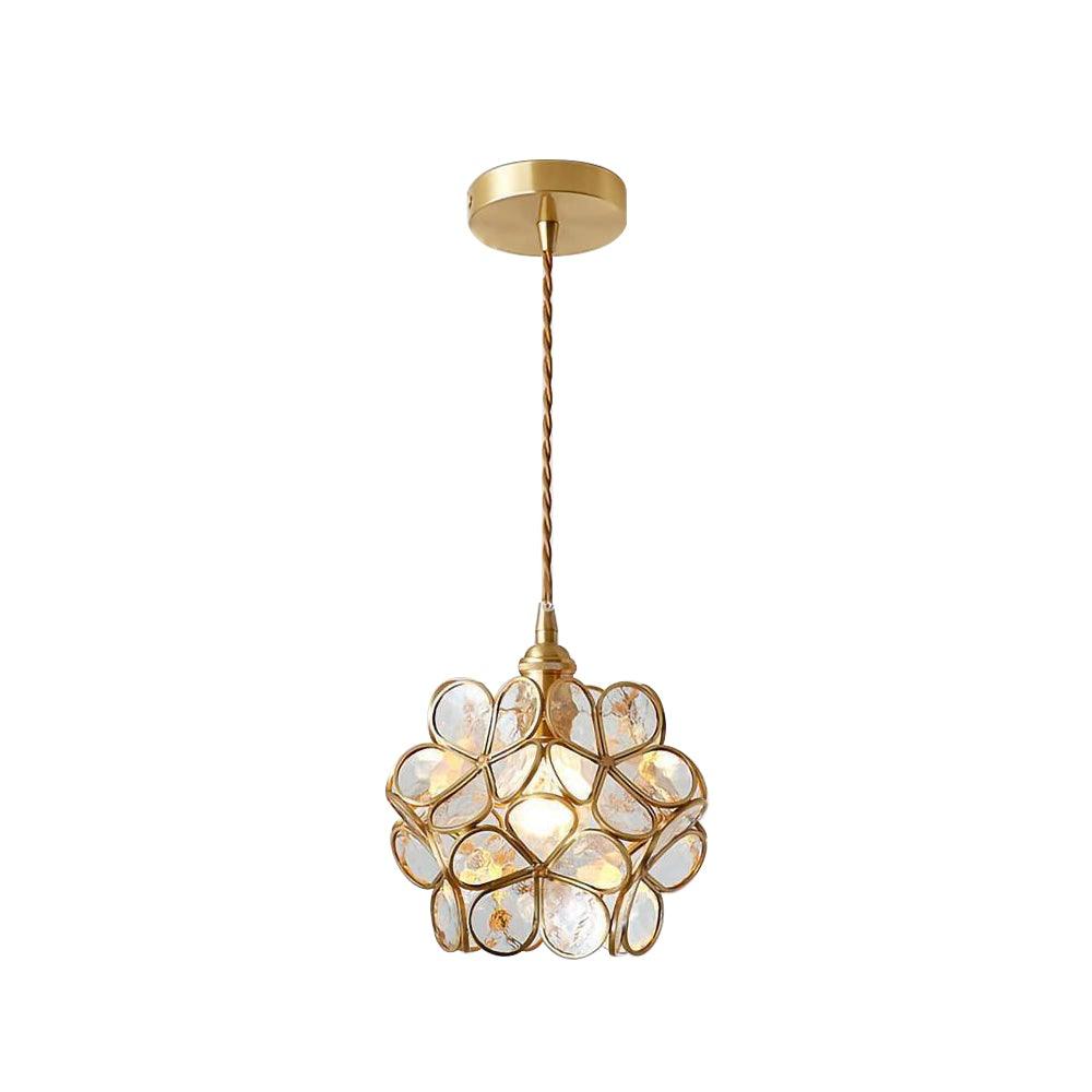 Glazen Bloembladlamp Hanglamp Messing Fitting Handgeblazen Glas Ø20cm Vijf Kleuren E26/E27 Pendelverlichting | Sansoti