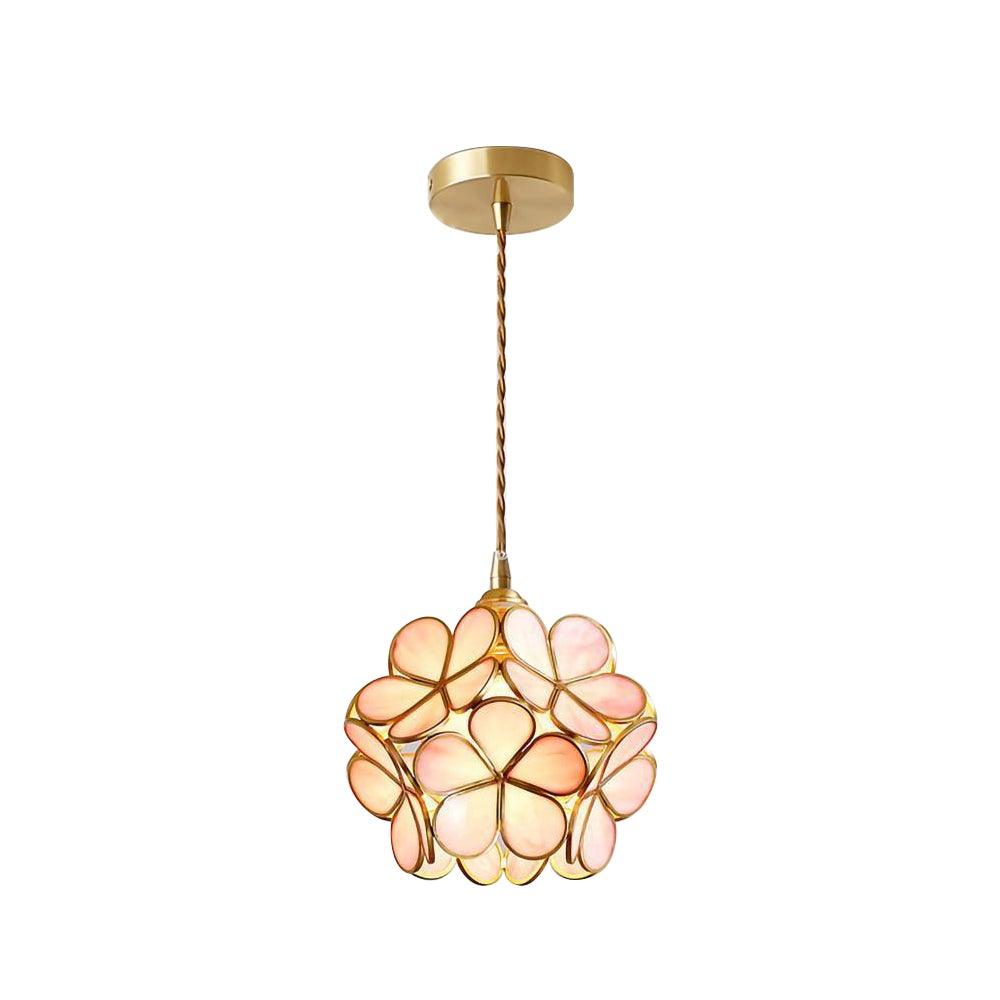 Glazen Bloembladlamp Hanglamp Messing Fitting Handgeblazen Glas Ø20cm Vijf Kleuren E26/E27 Pendelverlichting | Sansoti