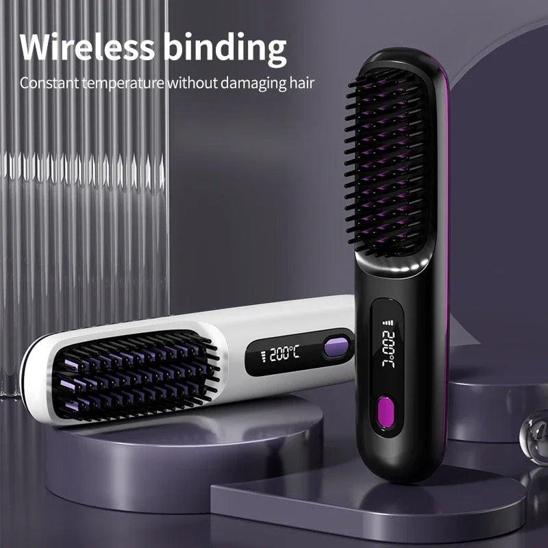 Cordless Hair Straightener with Ion Technology Ceramic Plates USB Rechargeable Travel Styling Hair Care | Sansoti