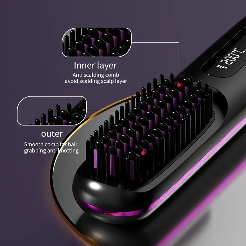 Cordless Hair Straightener with Ion Technology Ceramic Plates USB Rechargeable Travel Styling Hair Care | Sansoti