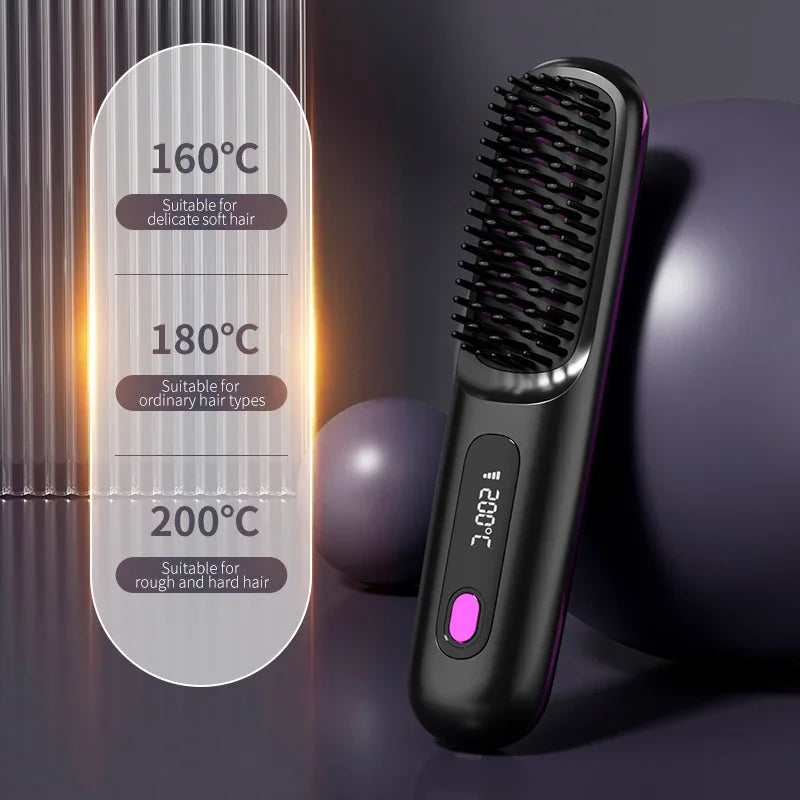 Cordless Hair Straightener with Ion Technology Ceramic Plates USB Rechargeable Travel Styling Hair Care | Sansoti