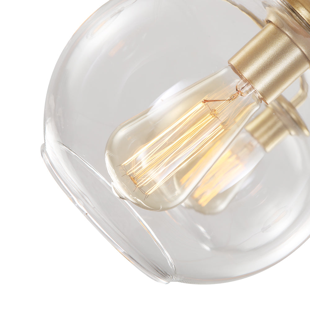 Glazen Bollen Hanglamp Keukeneiland 7 Lichts Messing Zwart 90cm Cluster Eetkamer Woonkamer Rechthoekig Verstelbaar E26 Mid-Century | Sansoti