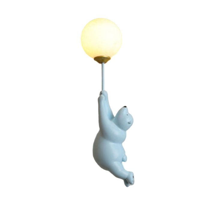 LED Wall Lamp Bear with Balloon White Kids Room Night Light Resin | Sansoti