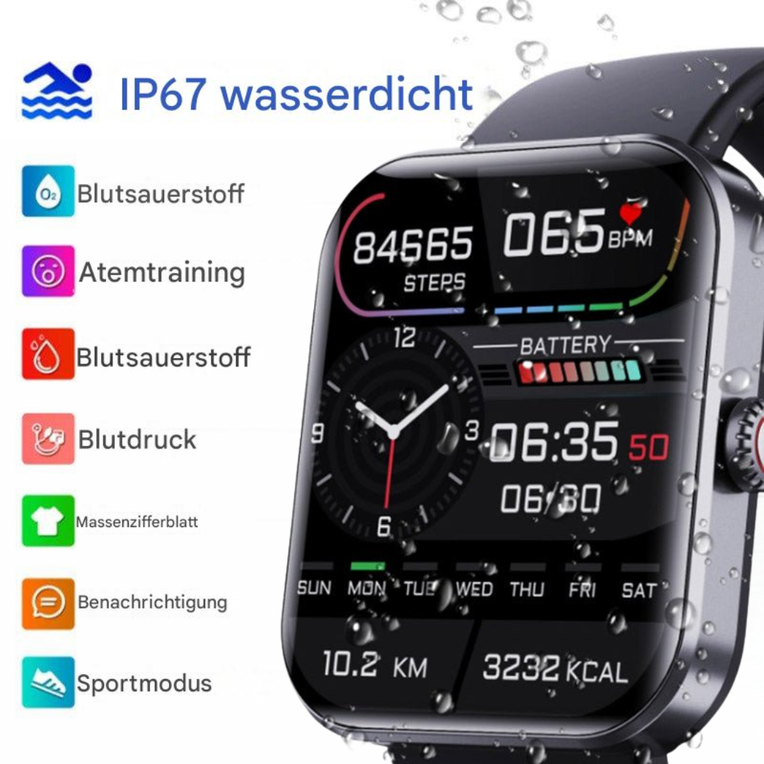 Smartwatch met Gezondheidsmeting Hartslagmeter Bloeddruk Zuurstofniveau Zwart Roze | Sansoti