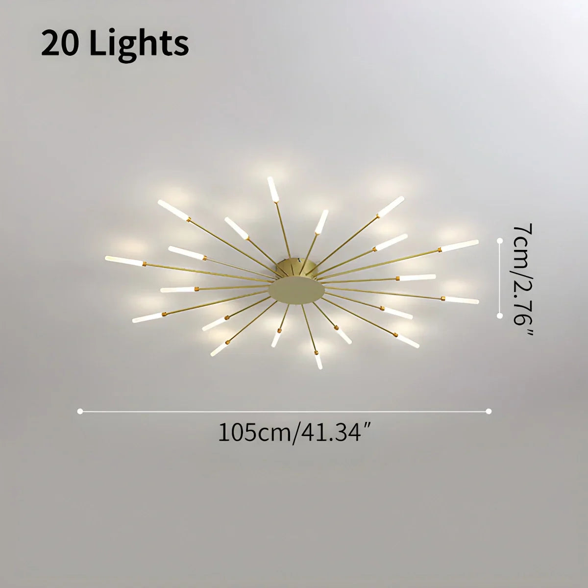 LED Plafondlamp Metaal 20-42 Lichtpunten Zwart Goud Woonkamer Eetkamer Stervorm Design Dimbaar Moderne Verlichting Grote Ruimtes | Sansoti