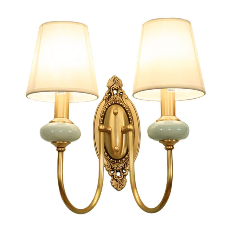 Keramische wandlamp met stoffen kap - 1 of 2 lichtpunten - E27 - diverse kleuren & stijlen | Sansoti