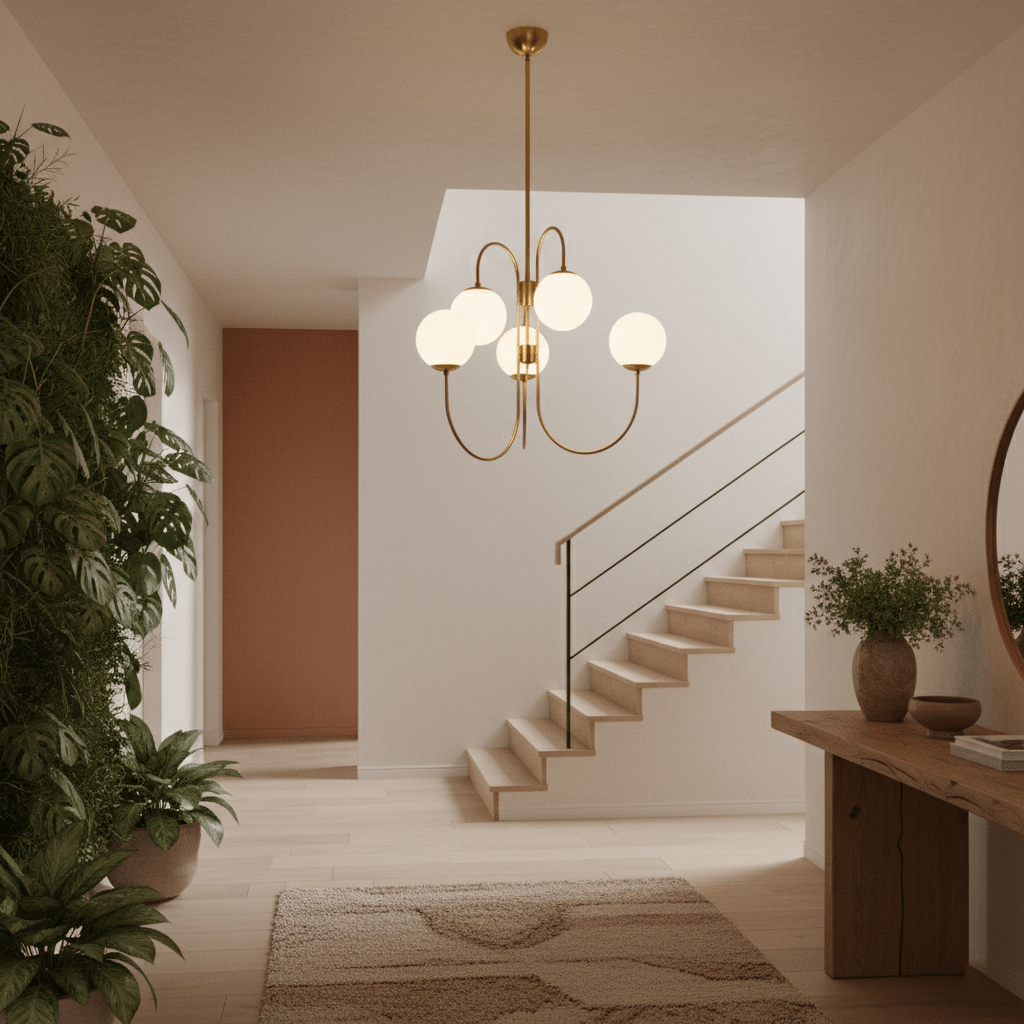 Zwanenhals Kroonluchter Ø76 cm – 8-Lichts Hanglamp met Glazen Bollen Goud/Zwart | Sansoti