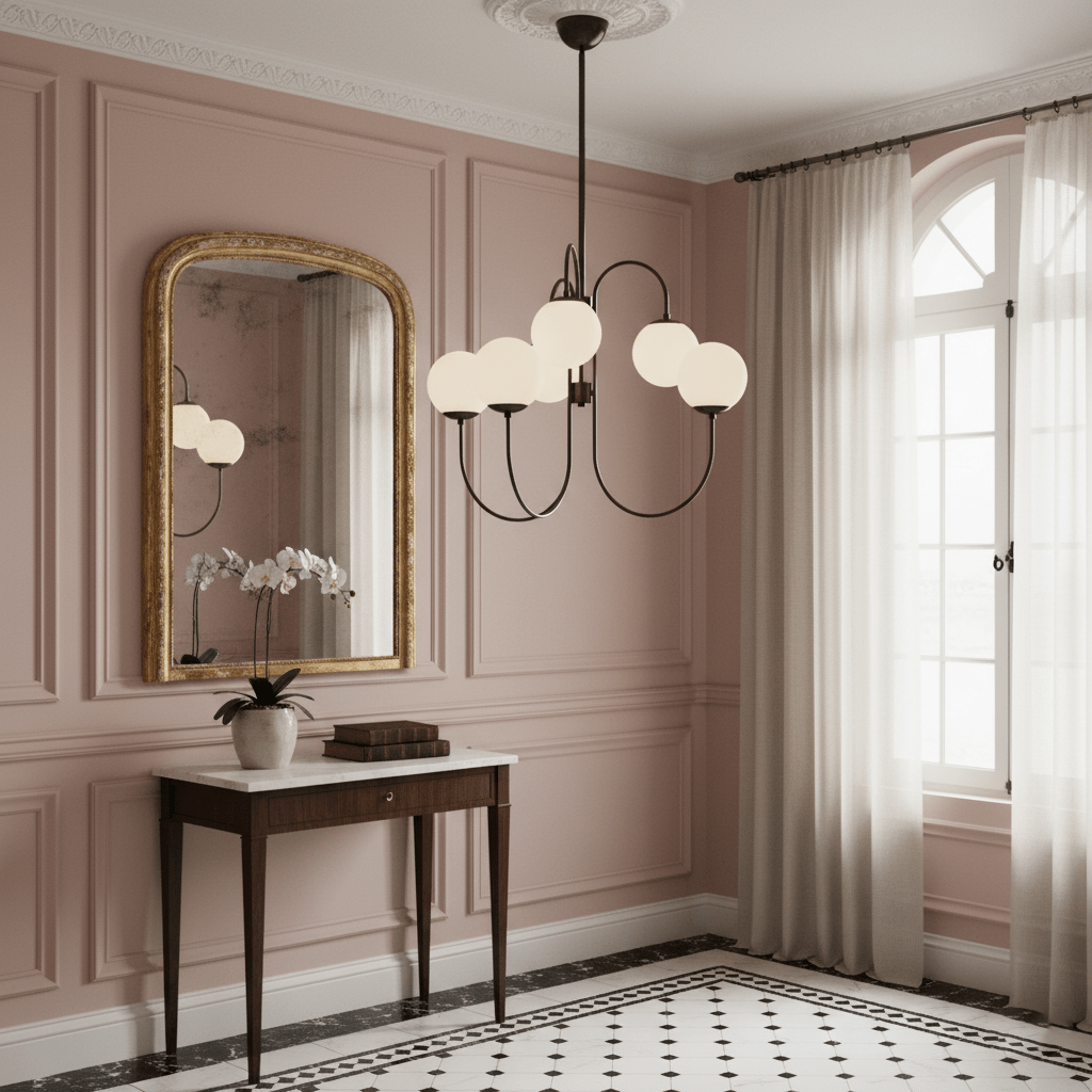Zwanenhals Kroonluchter Ø76 cm – 8-Lichts Hanglamp met Glazen Bollen Goud/Zwart | Sansoti