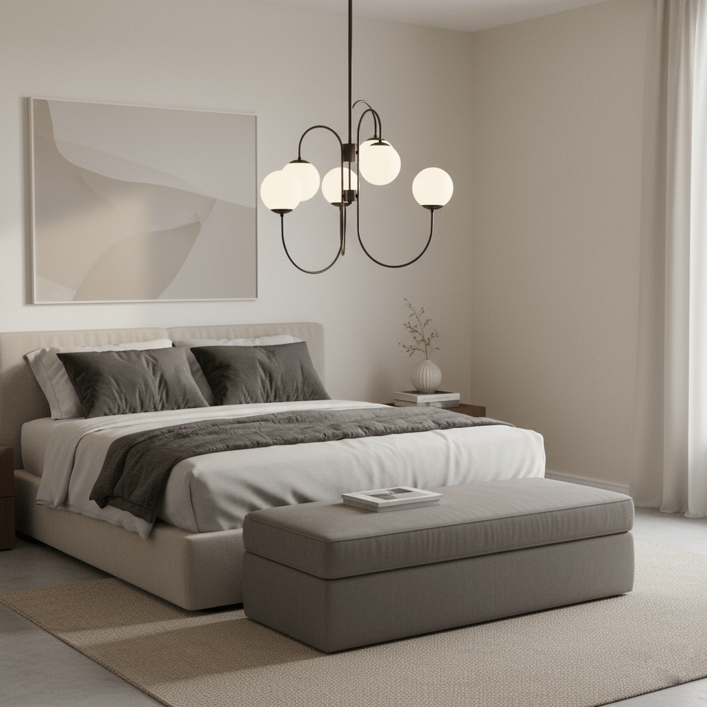 Zwanenhals Kroonluchter Ø76 cm – 8-Lichts Hanglamp met Glazen Bollen Goud/Zwart | Sansoti