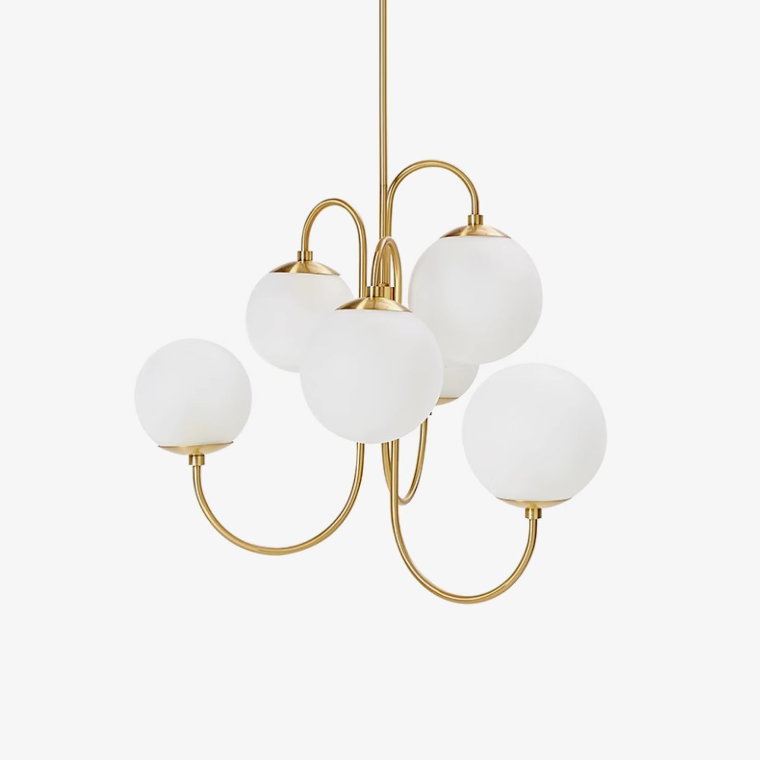 Zwanenhals Kroonluchter Ø76 cm – 8-Lichts Hanglamp met Glazen Bollen Goud/Zwart | Sansoti