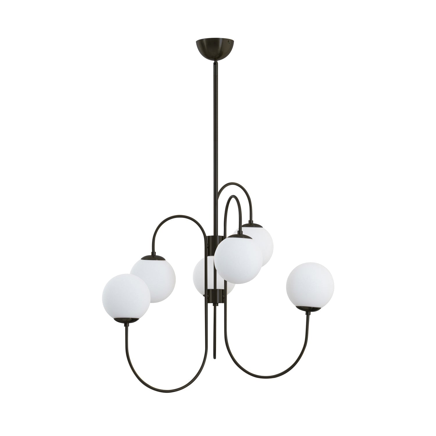 Zwanenhals Kroonluchter Ø76 cm – 8-Lichts Hanglamp met Glazen Bollen Goud/Zwart | Sansoti