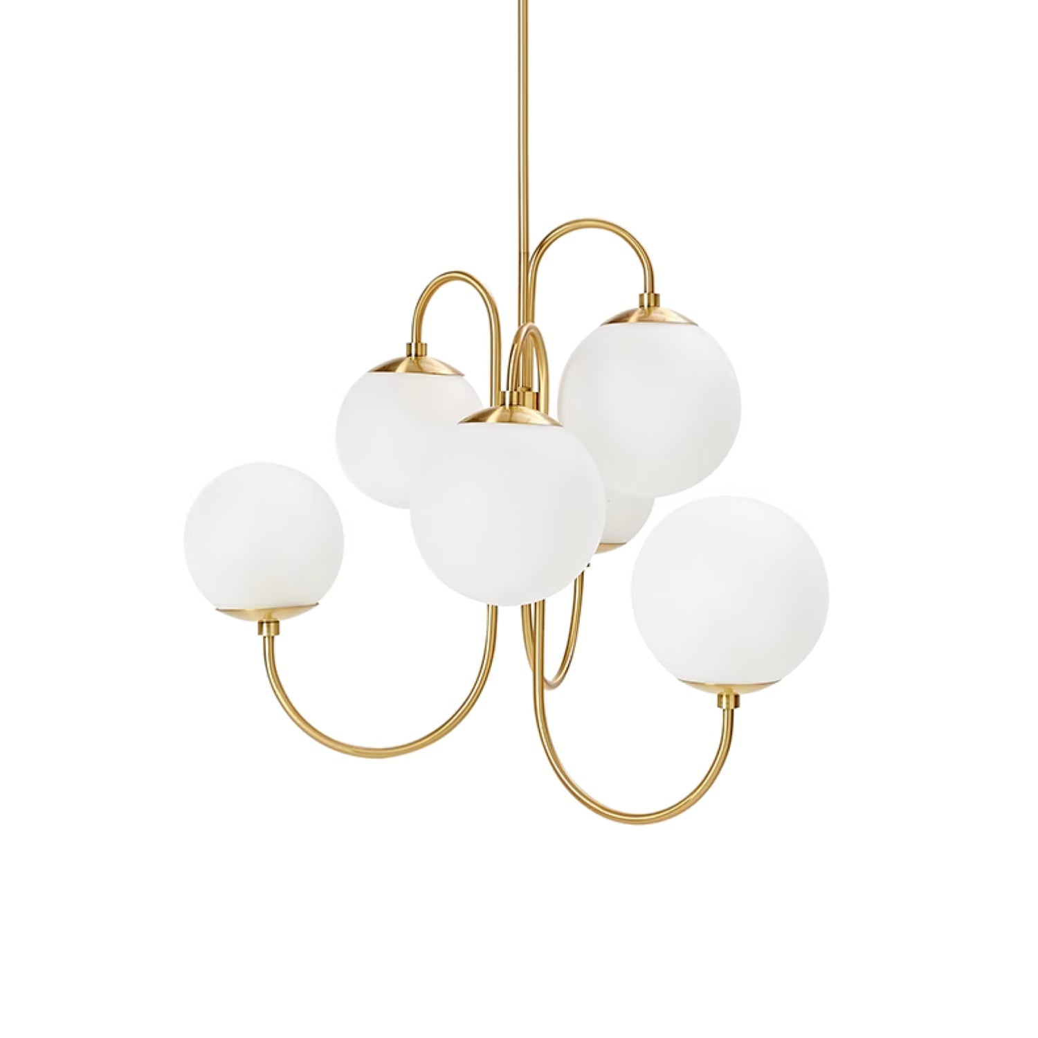 Zwanenhals Kroonluchter Ø76 cm – 8-Lichts Hanglamp met Glazen Bollen Goud/Zwart | Sansoti