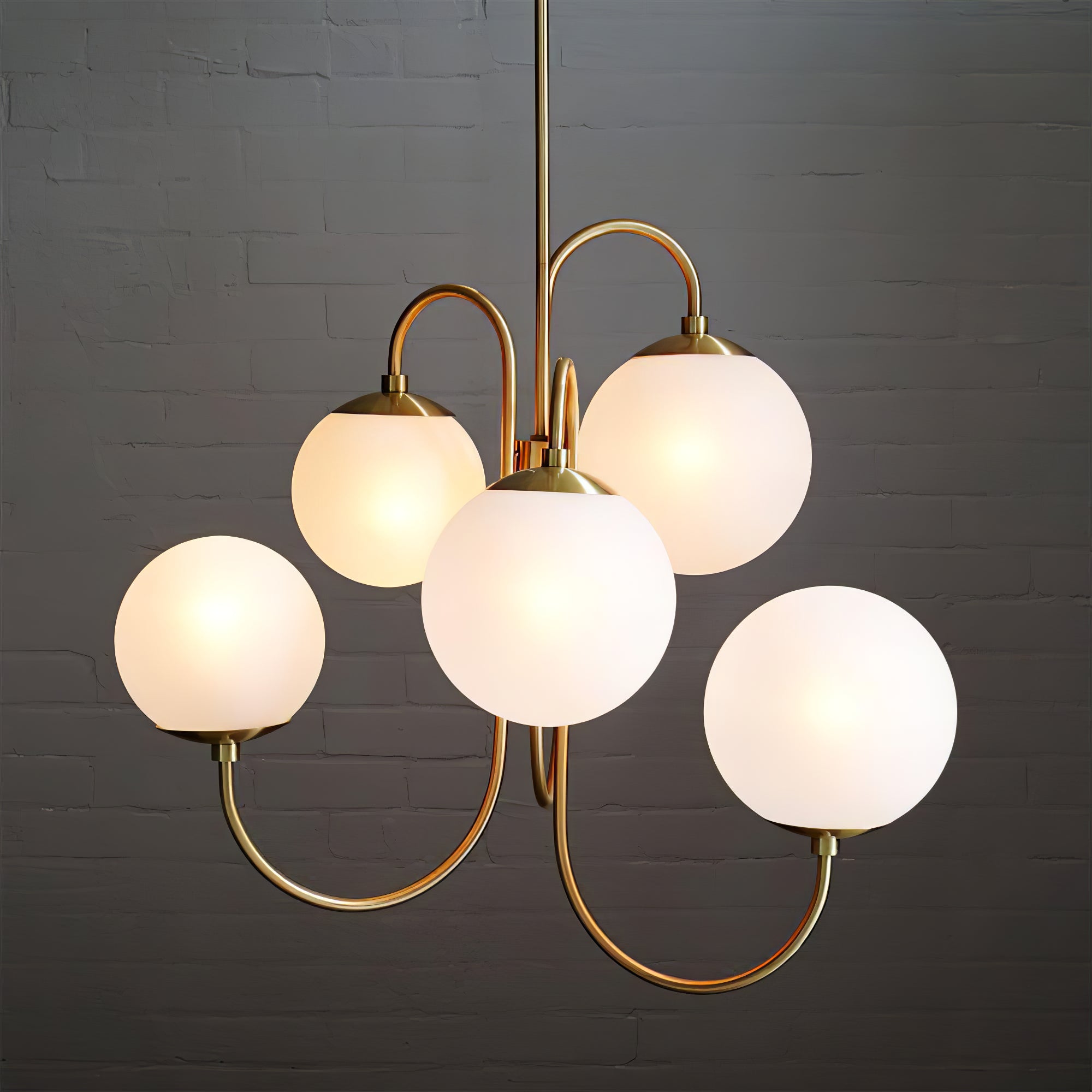 Zwanenhals Kroonluchter Ø76 cm – 8-Lichts Hanglamp met Glazen Bollen Goud/Zwart | Sansoti