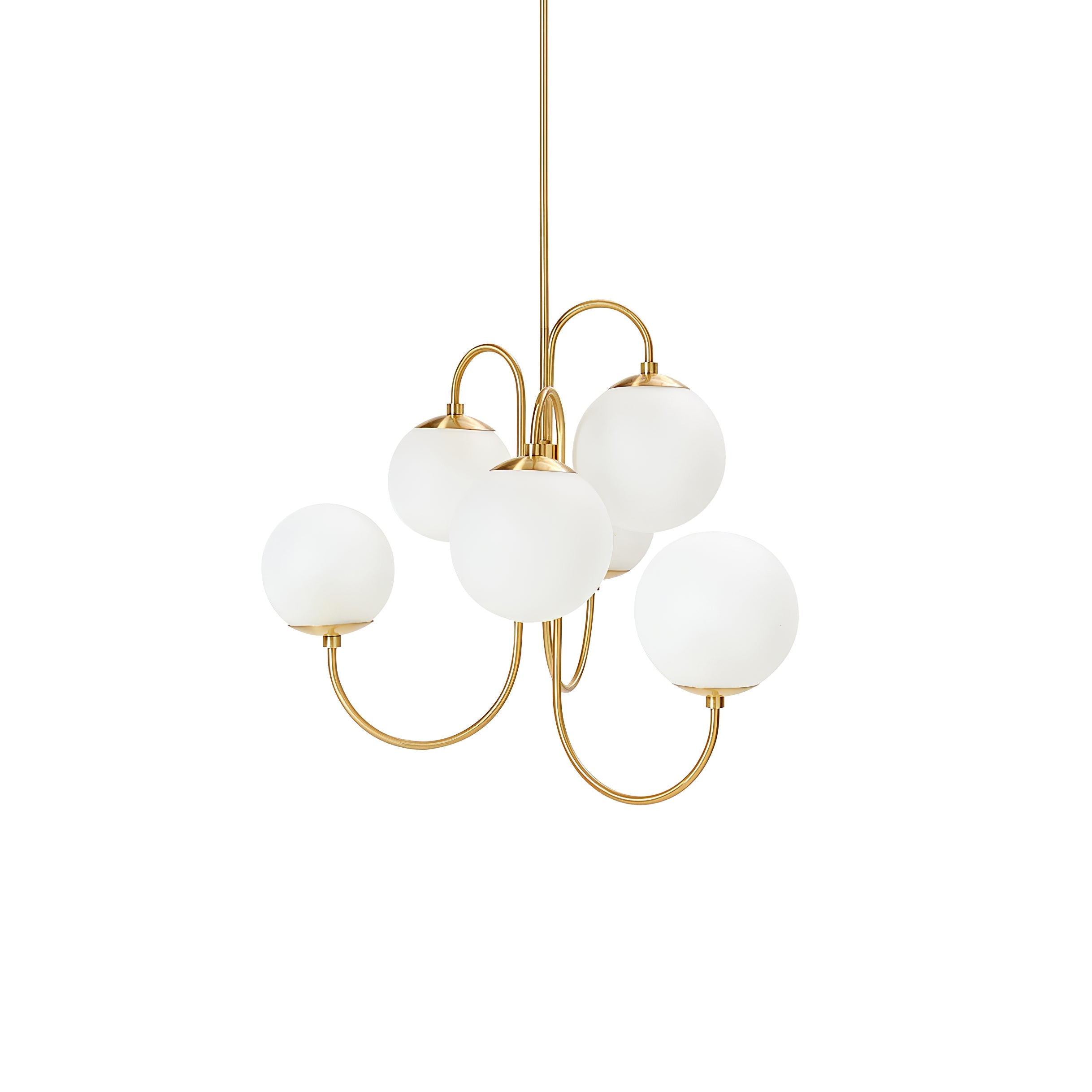 Zwanenhals Kroonluchter Ø76 cm – 8-Lichts Hanglamp met Glazen Bollen Goud/Zwart | Sansoti