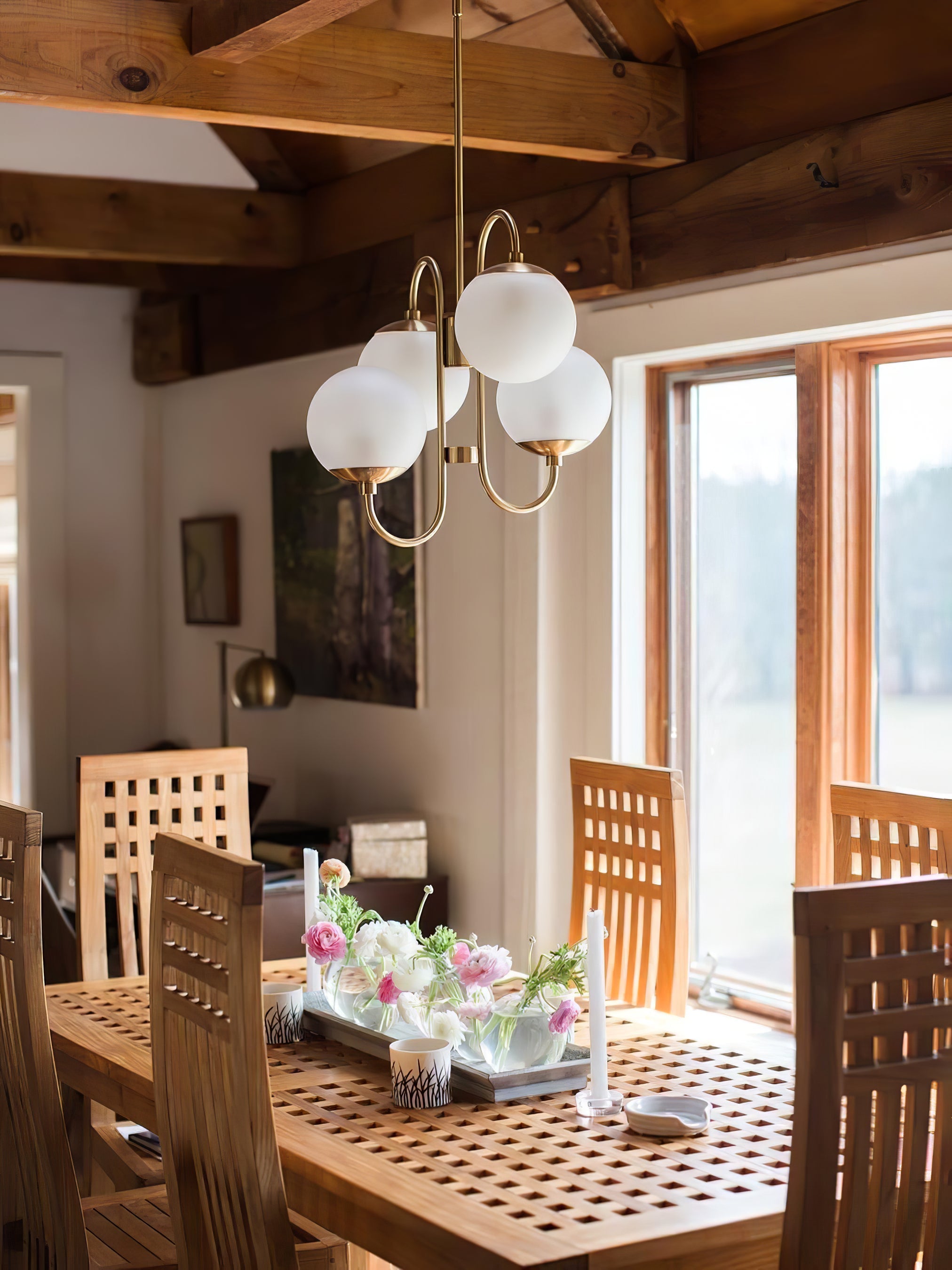 Zwanenhals Kroonluchter Ø76 cm – 8-Lichts Hanglamp met Glazen Bollen Goud/Zwart | Sansoti