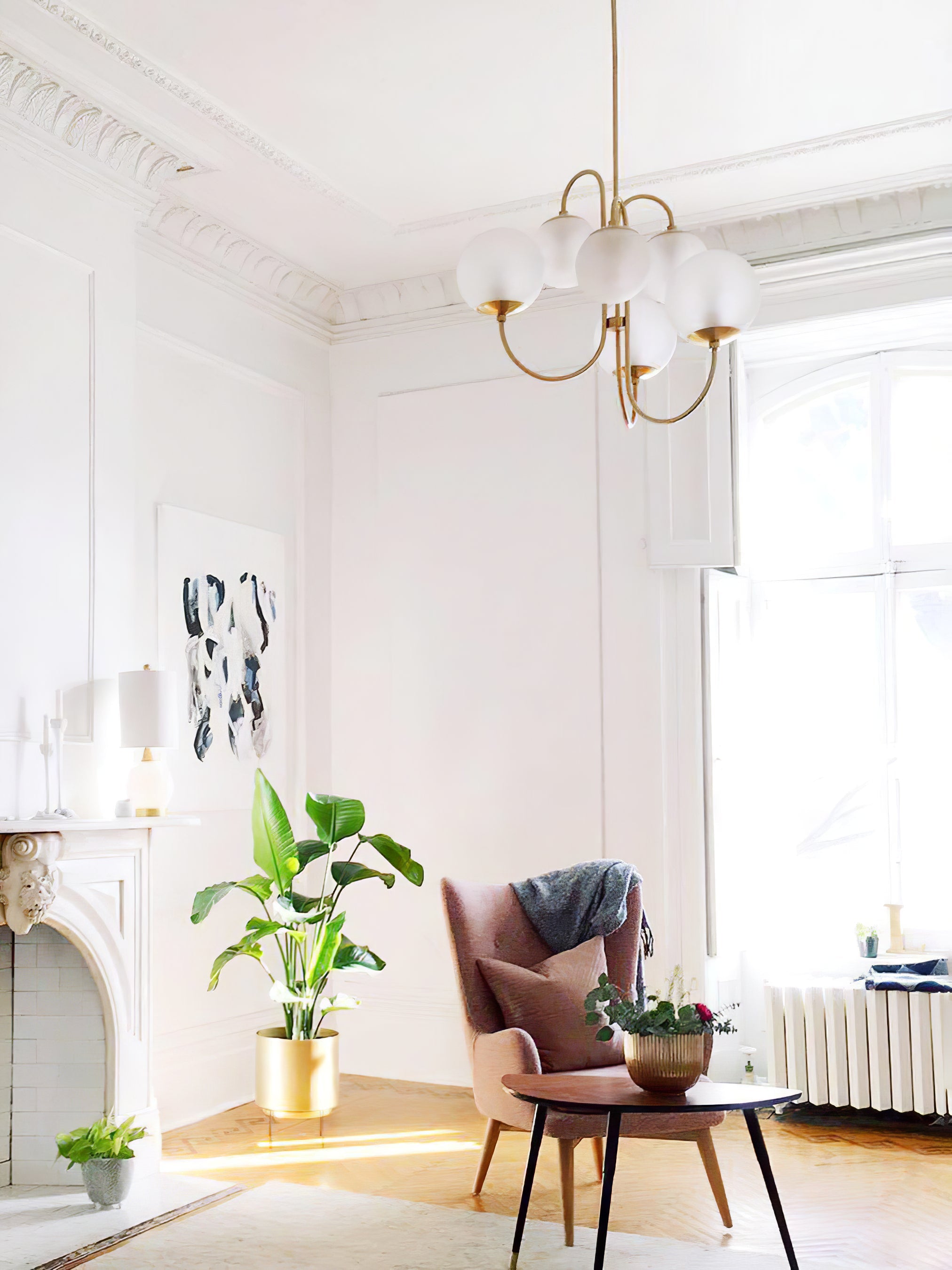 Zwanenhals Kroonluchter Ø76 cm – 8-Lichts Hanglamp met Glazen Bollen Goud/Zwart | Sansoti