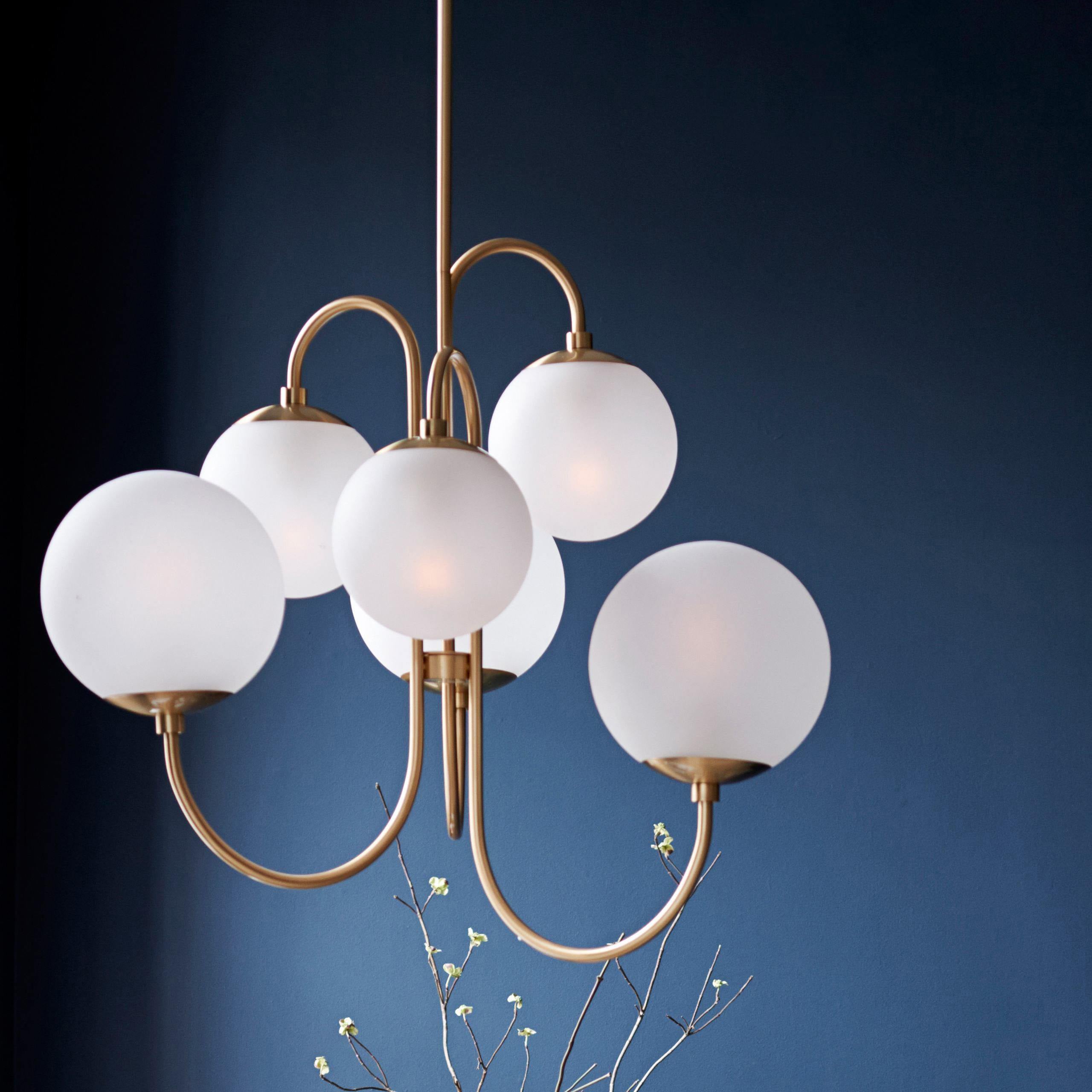 Zwanenhals Kroonluchter Ø76 cm – 8-Lichts Hanglamp met Glazen Bollen Goud/Zwart | Sansoti
