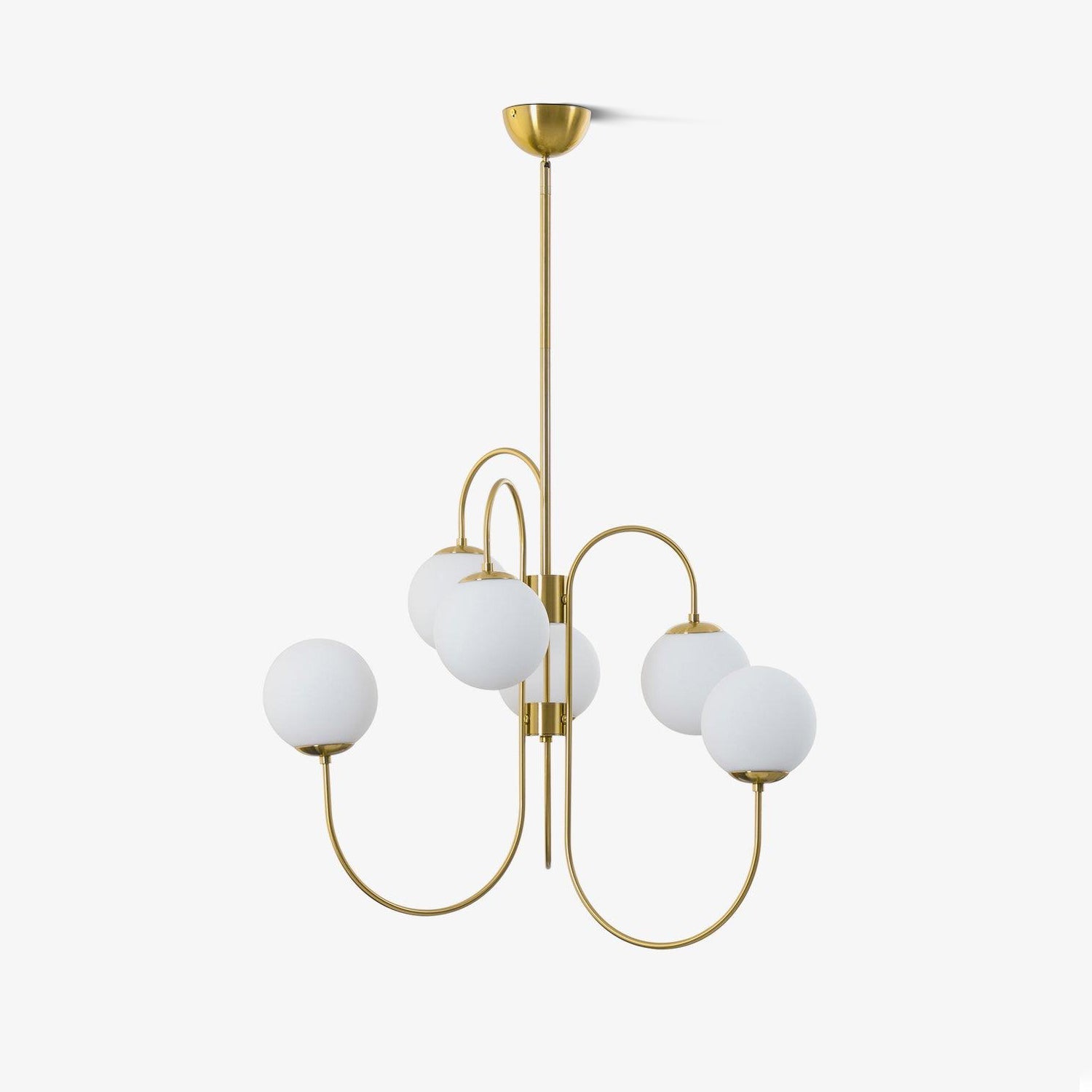 Zwanenhals Kroonluchter Ø76 cm – 8-Lichts Hanglamp met Glazen Bollen Goud/Zwart | Sansoti