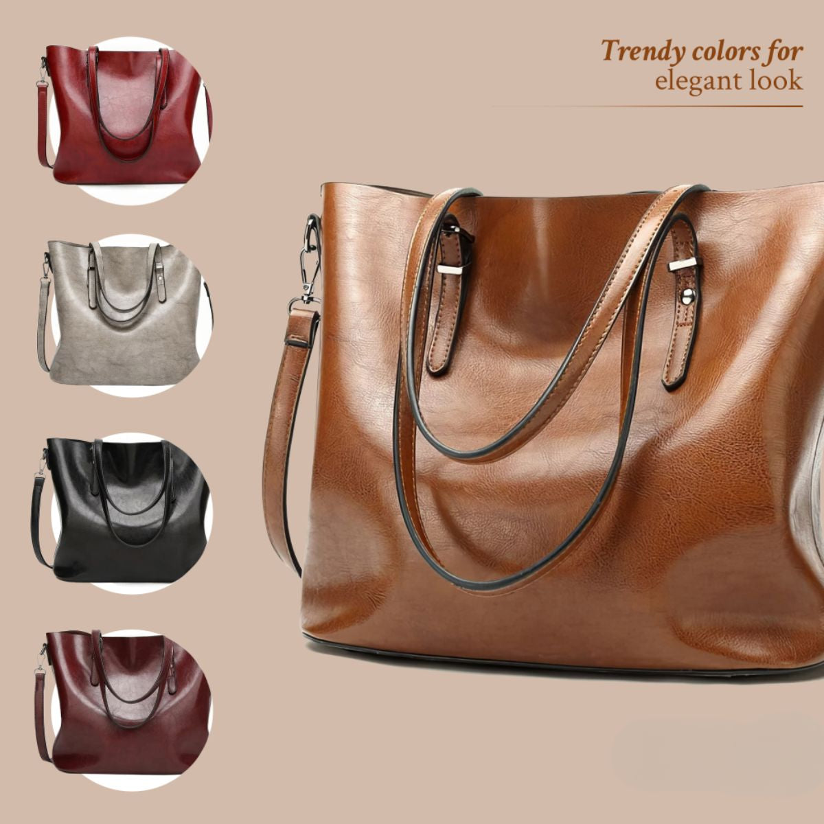 Vintage Leren Schoudertas Dames met Verstelbare Riem Echt Leder Handtas Klassiek Retro Design Elegante Dagtas | Sansoti