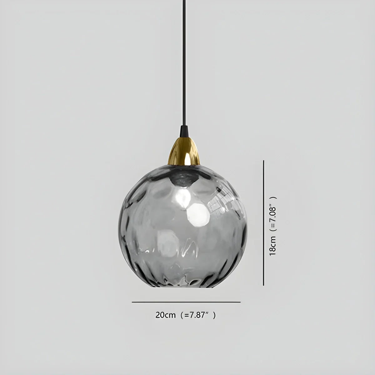 Hanglamp Glas E26 20 cm Grijs Eettafel Woonkamer Slaapkamer Rookglas Bollamp Pendellamp Sfeerverlichting | Sansoti