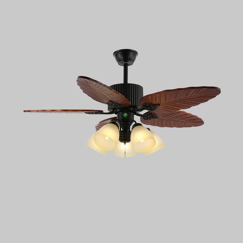 Tropische Plafondventilator met Verlichting en Afstandsbediening – Natuurlijk Design met Glazen Kap | Sansoti