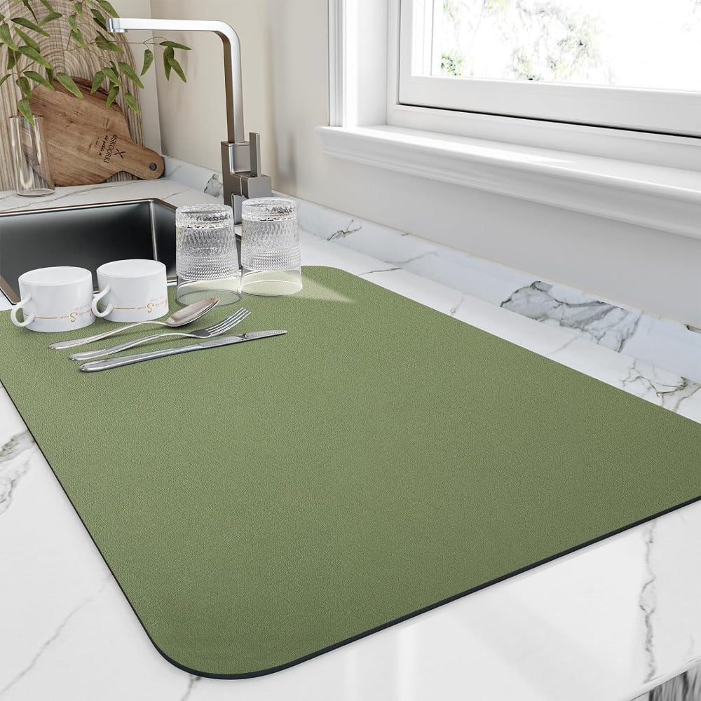Afdroogmat Keuken Diatomiet 40x30cm Grijs Sneldrogend Absorberend Aanrecht Vaat Droogmat Antislip Keukenorganizer | Sansoti