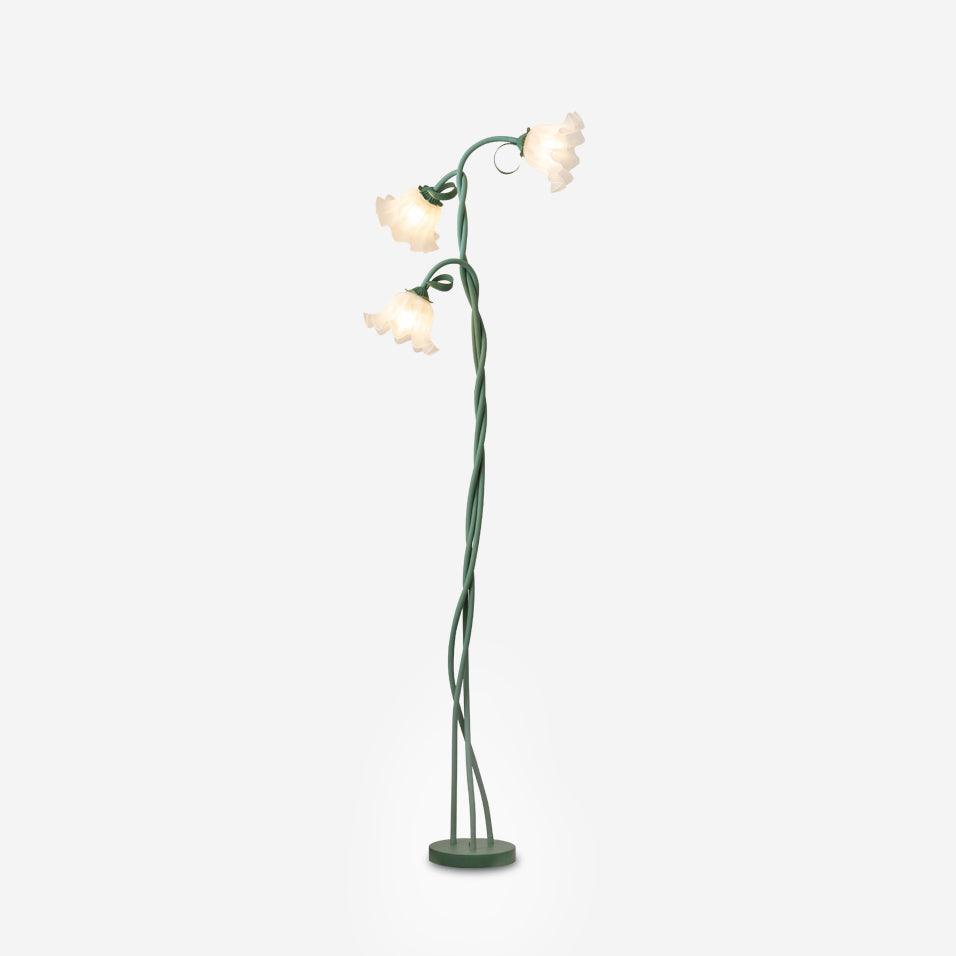 Stehleuchte Blume Design Grün Weiß Metall 170cm 2-3 Flammen LED Stimmungslicht Wohnzimmer Schlafzimmer | Restfield