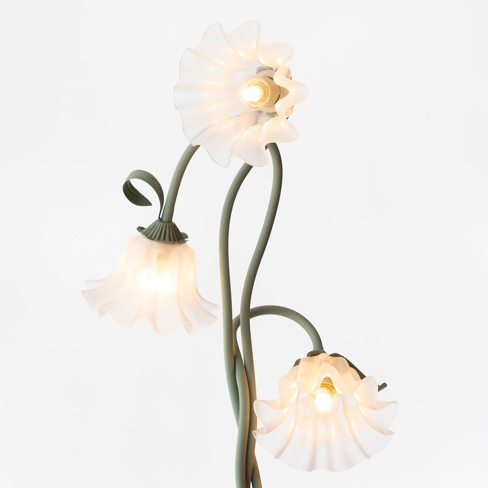 Stehleuchte Blume Design Grün Weiß Metall 170cm 2-3 Flammen LED Stimmungslicht Wohnzimmer Schlafzimmer | Restfield