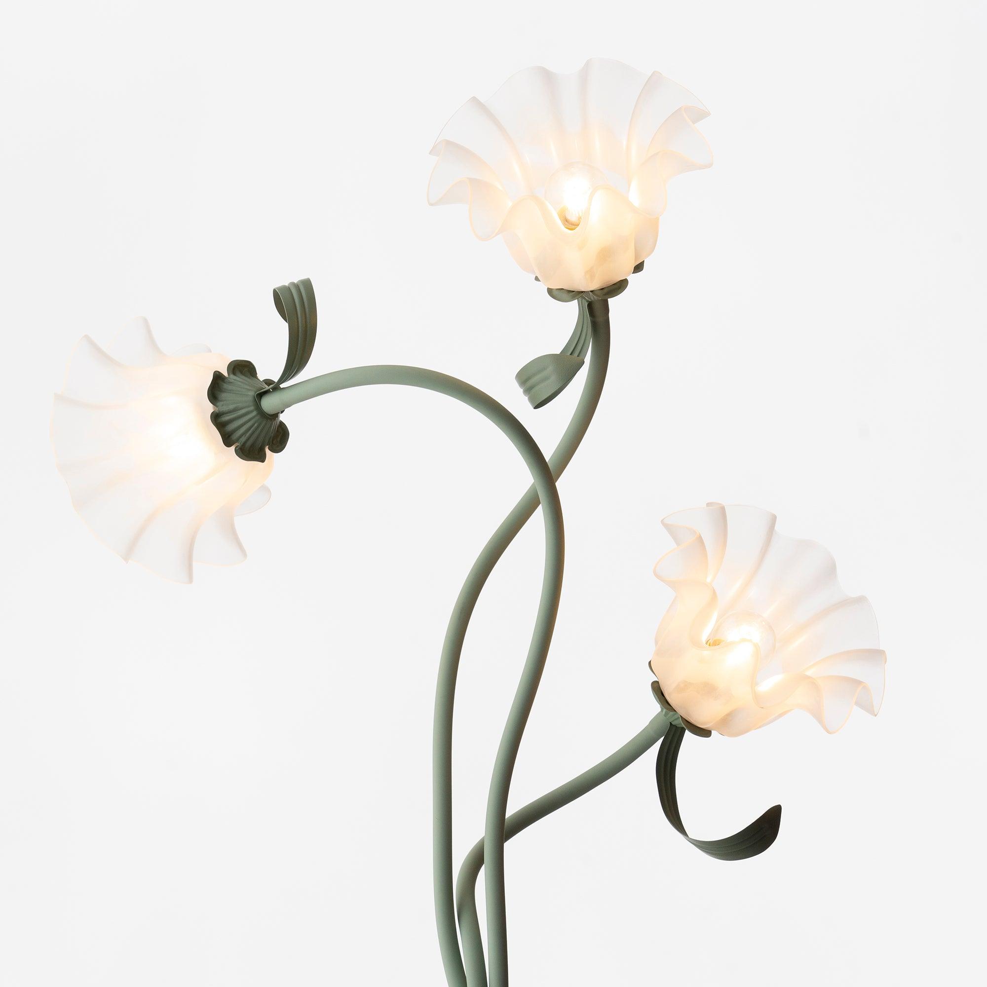 Stehleuchte Blume Design Grün Weiß Metall 170cm 2-3 Flammen LED Stimmungslicht Wohnzimmer Schlafzimmer | Restfield