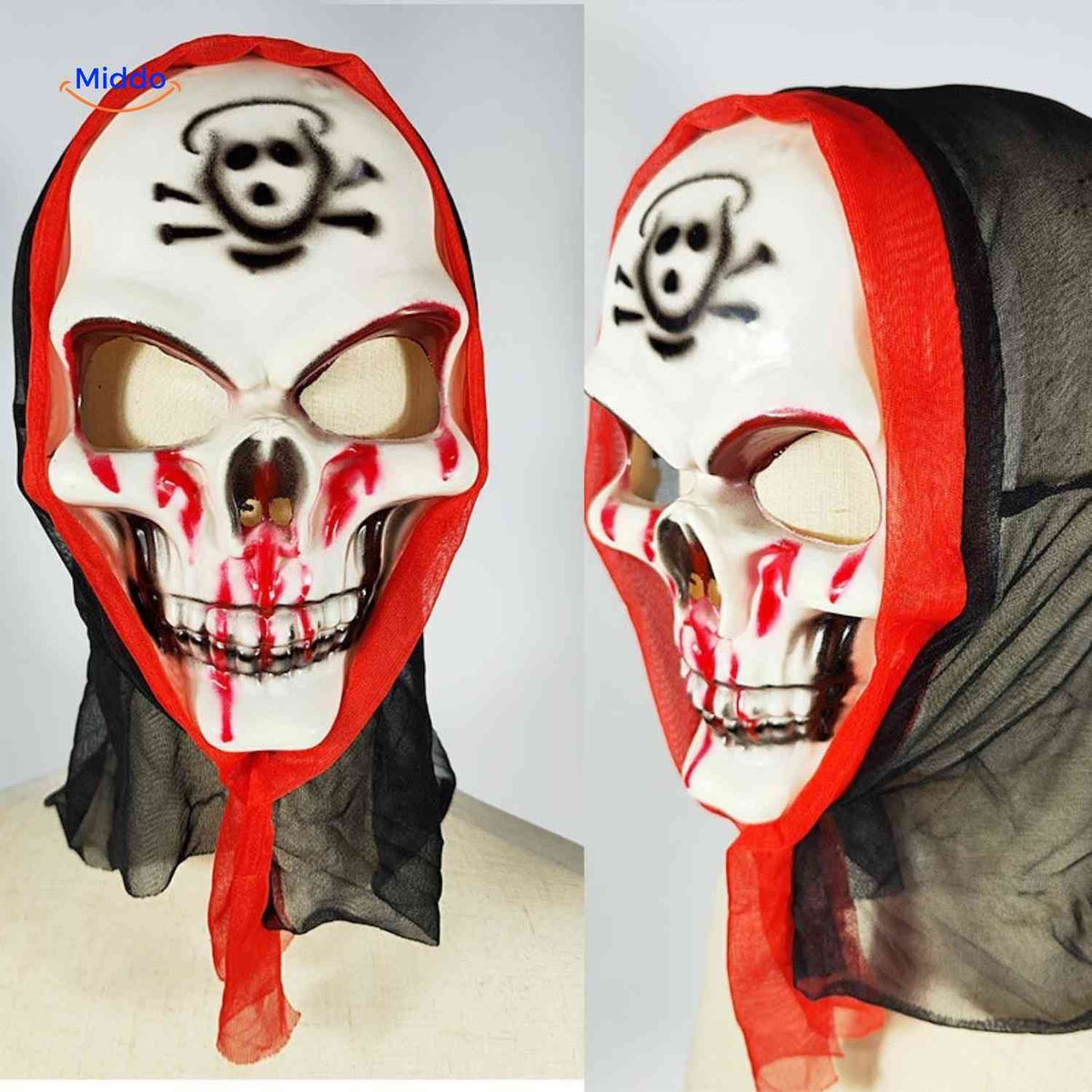 Halloween Grim Reaper Costume Set with Cape, Mask, Gloves, and Scythe for Horror Parties and Cosplay | Sansoti