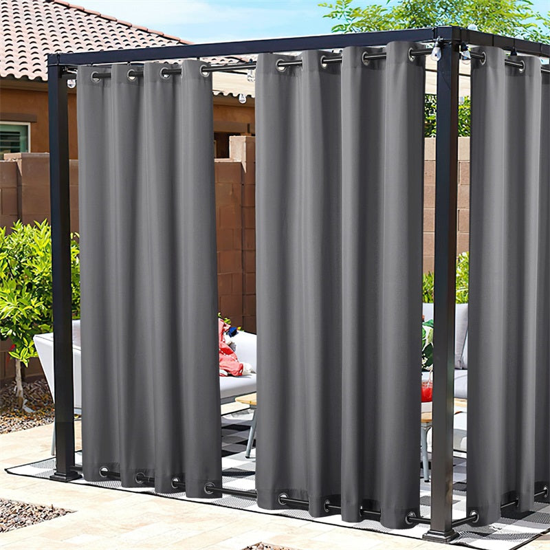 Waterproof Outdoor Curtain Heavy Fabric Windproof UV Protection Privacy 1 Panel Taupe Gray Navy | Sansoti