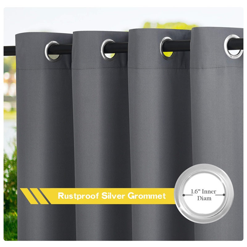 Waterproof Outdoor Curtain Heavy Fabric Windproof UV Protection Privacy 1 Panel Taupe Gray Navy | Sansoti