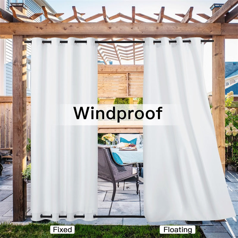 Waterproof Outdoor Curtain Heavy Fabric Windproof UV Protection Privacy 1 Panel Taupe Gray Navy | Sansoti