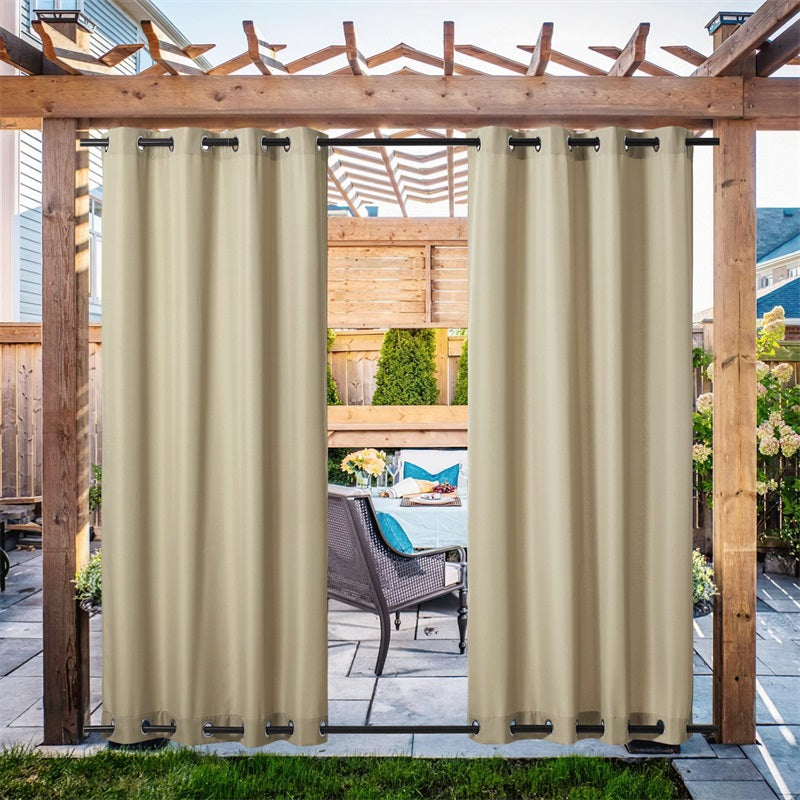 Waterproof Outdoor Curtain Heavy Fabric Windproof UV Protection Privacy 1 Panel Taupe Gray Navy | Sansoti