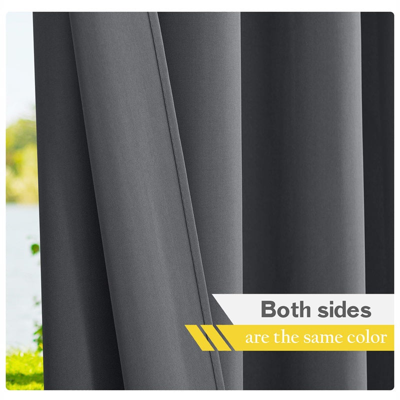 Waterproof Outdoor Curtain Heavy Fabric Windproof UV Protection Privacy 1 Panel Taupe Gray Navy | Sansoti