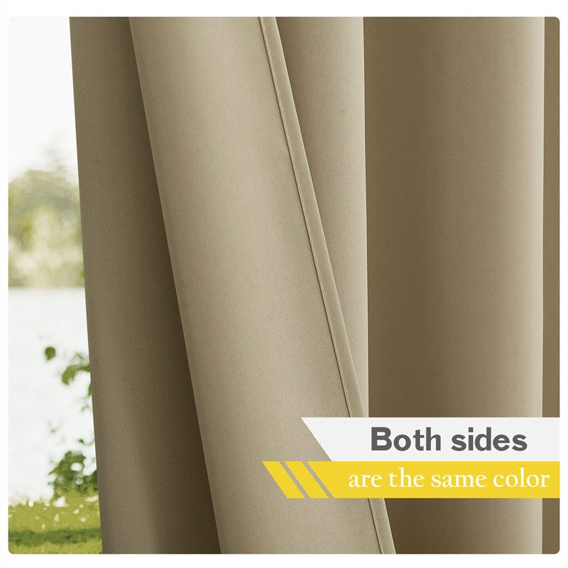 Waterproof Outdoor Curtain Heavy Fabric Windproof UV Protection Privacy 1 Panel Taupe Gray Navy | Sansoti