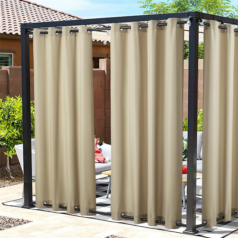 Waterproof Outdoor Curtain Heavy Fabric Windproof UV Protection Privacy 1 Panel Taupe Gray Navy | Sansoti