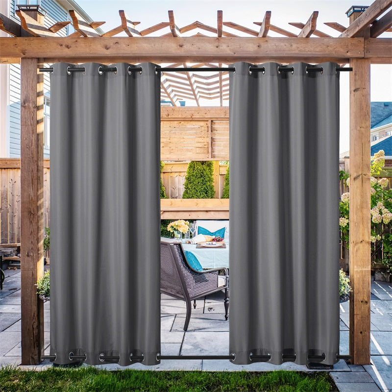 Waterproof Outdoor Curtain Heavy Fabric Windproof UV Protection Privacy 1 Panel Taupe Gray Navy | Sansoti