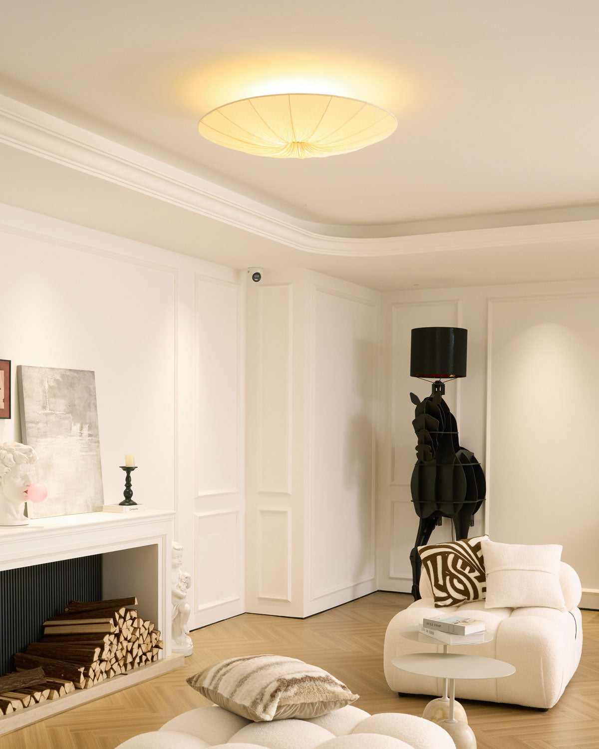 Tassel Plafondlamp Kwastjesdetail Beige Stof IJzer Warm Diffuus Licht Moderne Flush Mount Eetkamer Slaapkamer Entree | Sansoti