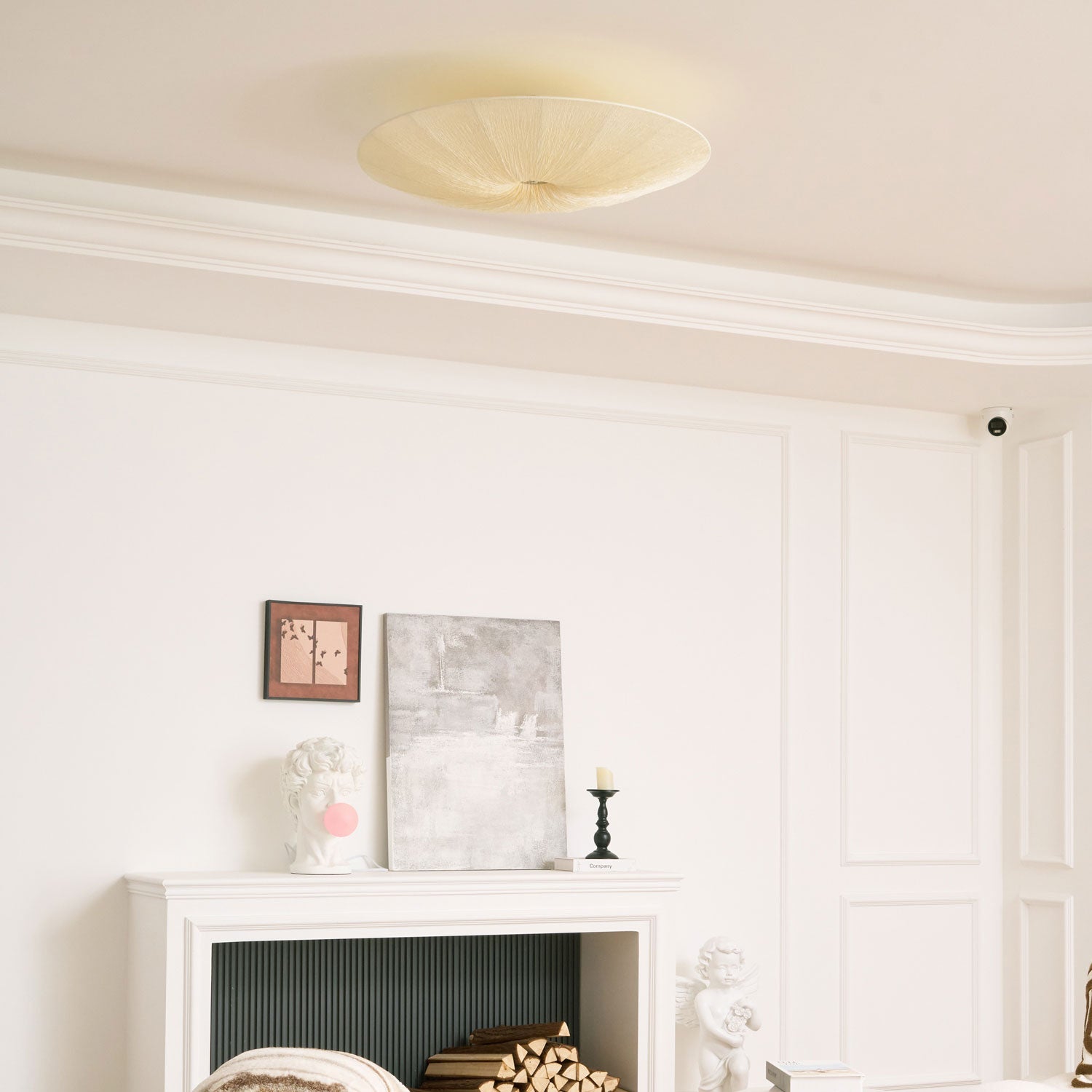 Tassel Plafondlamp Kwastjesdetail Beige Stof IJzer Warm Diffuus Licht Moderne Flush Mount Eetkamer Slaapkamer Entree | Sansoti