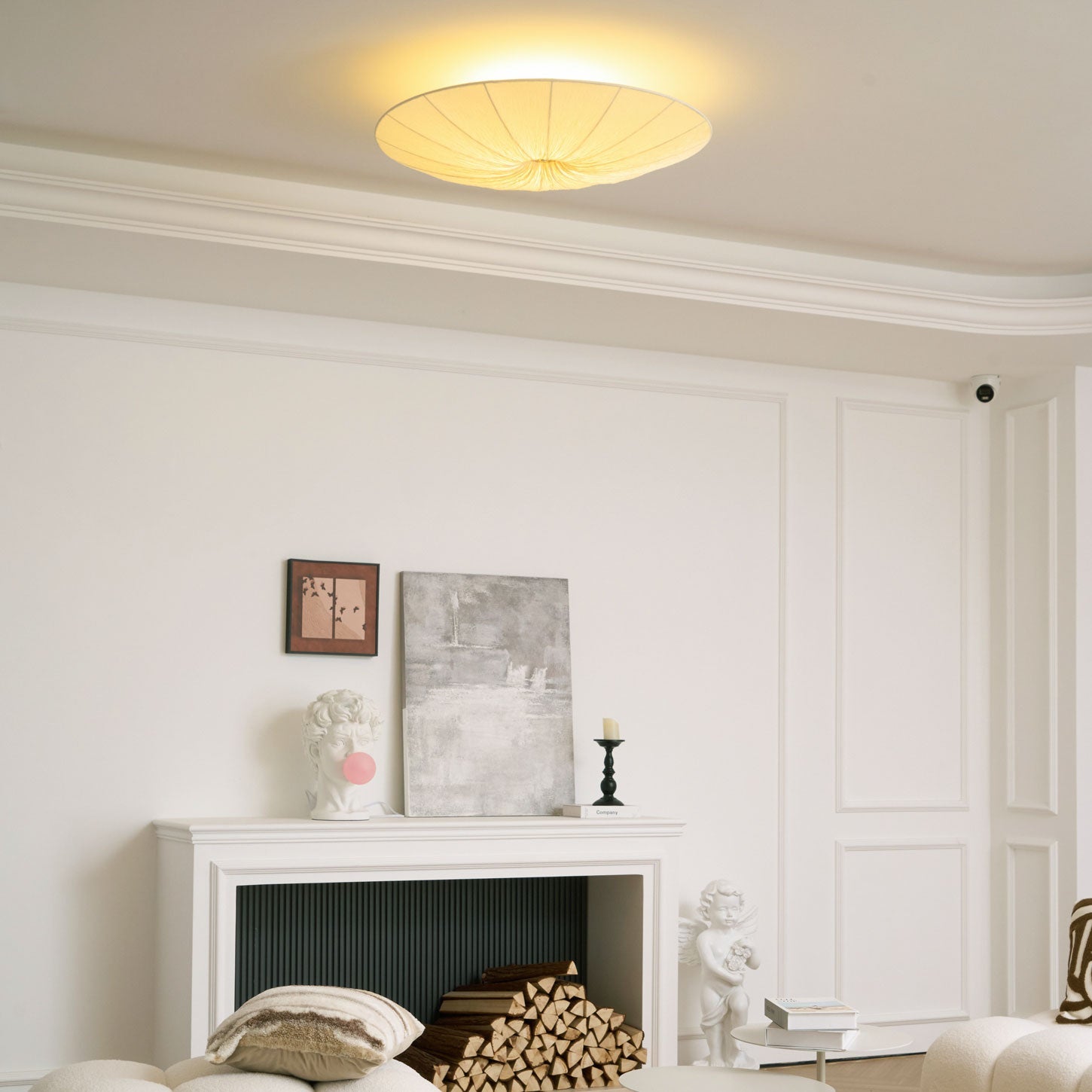 Tassel Plafondlamp Kwastjesdetail Beige Stof IJzer Warm Diffuus Licht Moderne Flush Mount Eetkamer Slaapkamer Entree | Sansoti